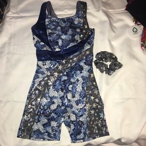 SOLD Capezio Blue and silver unitard